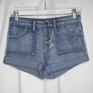 Forever 21 Cuffed Button Fly Stretch Denim Shorts 25